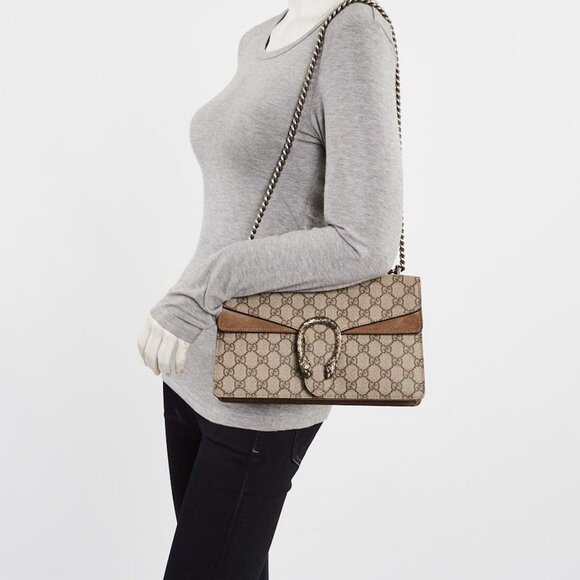 Gucci Beige/Brown GG Supreme Coated Canvas Dionysus Small Shoulder Bag - Picture 1 of 12
